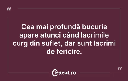 Citeste si: Cea mai profundă bucurie apare atunci câ...