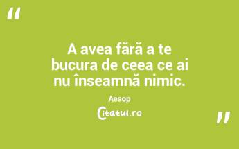 A avea fără a te bucura de ceea ce ai ...