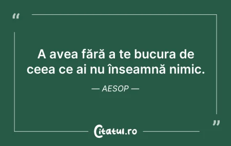 A avea fără a te bucura de ceea ce ai ...