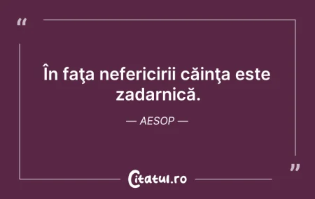 Citeste si: În faţa nefericirii căinţa este zadarnic...