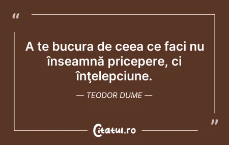 Citeste si: A te bucura de ceea ce faci nu înseamnă ...