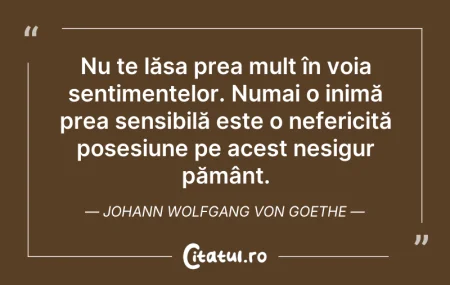 Citeste si: Nu te lăsa prea mult în voia sentimentel...