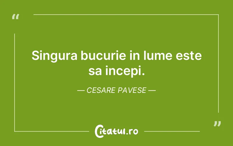 Singura bucurie in lume este sa incepi. Cesare Pavese