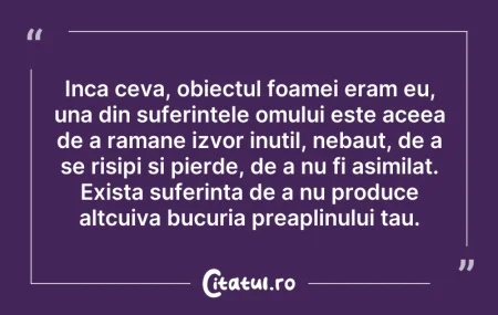 Citeste si: Inca ceva, obiectul foamei eram eu, una ...