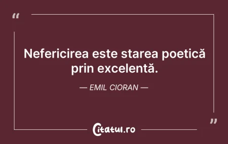 Citeste si: Nefericirea este starea poetică prin exc...