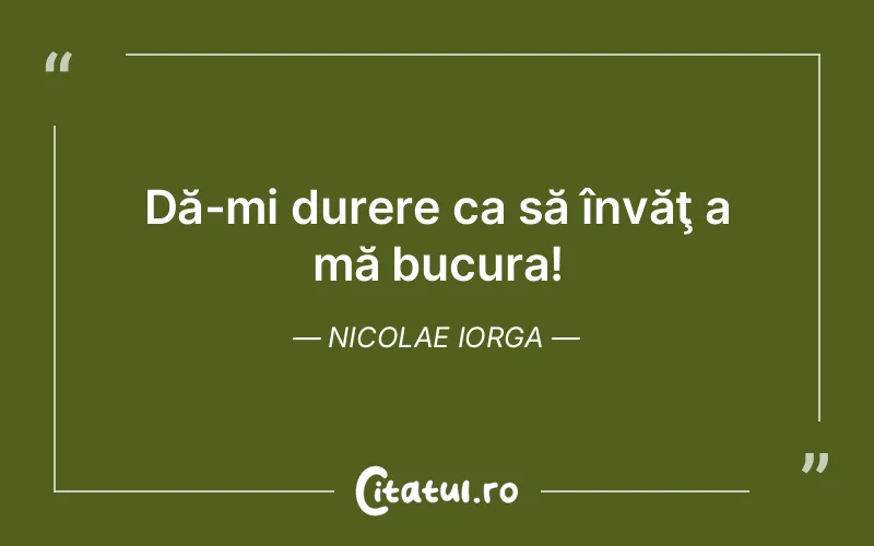 Dă-mi durere ca să învăţ a mă bucura! Nicolae Iorga