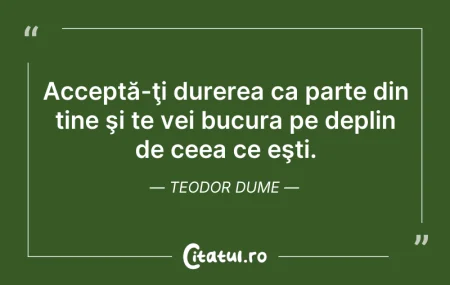 Citeste si: Acceptă-ţi durerea ca parte din tine şi ...