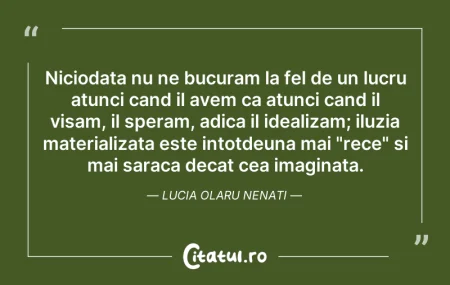 Niciodata nu ne bucuram la fel de un luc...