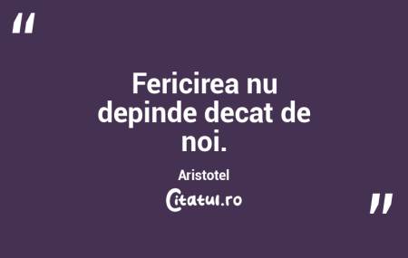 Fericirea nu depinde decat de noi. Arist...