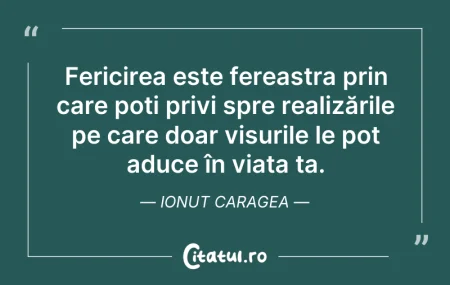 Fericirea este fereastra prin care poți...