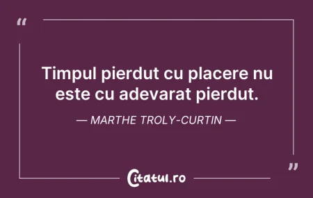 Citeste si: Timpul pierdut cu placere nu este cu ade...