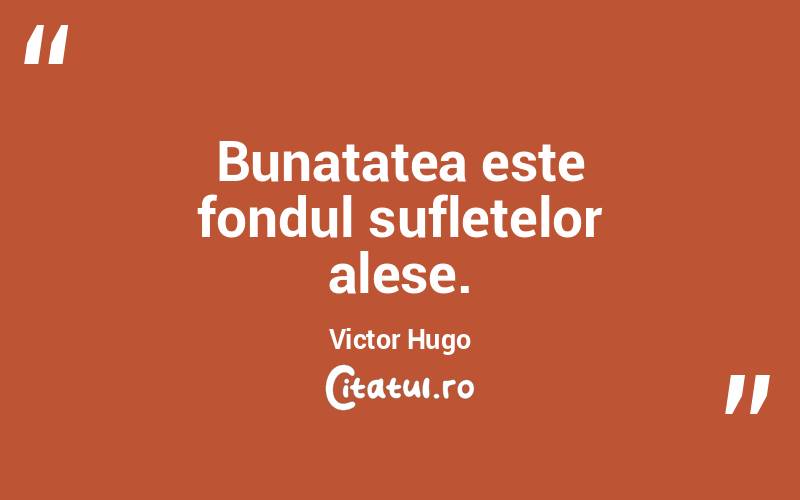 Bunatatea este fondul sufletelor alese. Victor Hugo