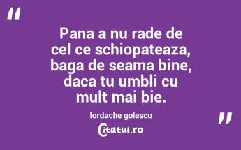 Pana a nu rade de cel ce schiopateaza, baga de seama bine, daca tu umbli cu mult mai bie. Iordache golescu...