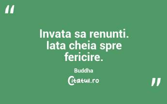 Invata sa renunti. Iata cheia spre fericire. Buddha...