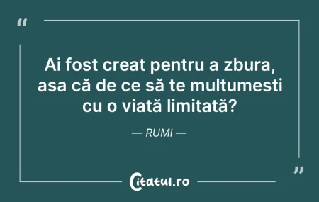 Citeste si: Ai fost creat pentru a zbura, așa că de ...