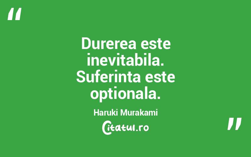 Durerea este inevitabila. Suferinta este optionala. Haruki Murakami