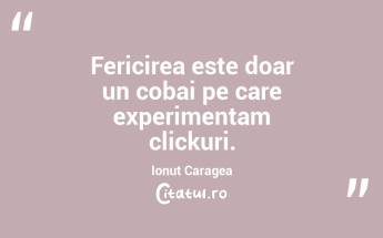 Fericirea este doar un cobai pe care experimentam clickuri. Ionut Caragea...