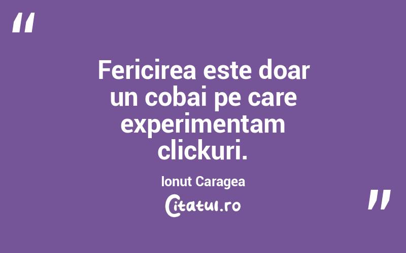 Fericirea este doar un cobai pe care experimentam clickuri. Ionut Caragea

