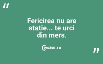 Fericirea nu are staţie... te urci din mers....