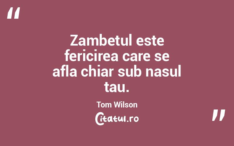Zambetul este fericirea care se afla chiar sub nasul tau. Tom Wilson