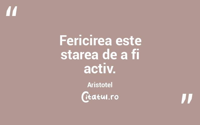 Fericirea este starea de a fi activ. Aristotel
