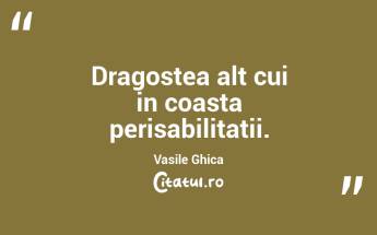 Dragostea alt cui in coasta perisabilitatii. Vasile Ghica...