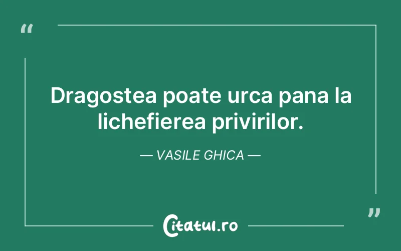 Dragostea poate urca pana la lichefierea privirilor. Vasile Ghica