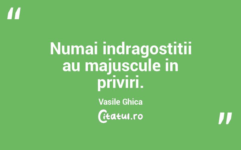 Numai indragostitii au majuscule in priviri. Vasile Ghica
