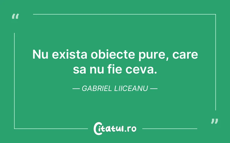 Nu exista obiecte pure, care sa nu fie ceva. Gabriel Liiceanu