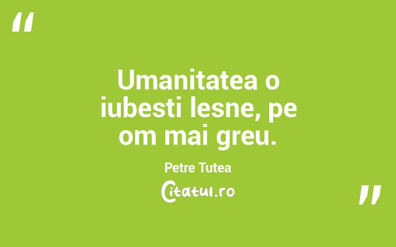 Umanitatea o iubesti lesne, pe om mai greu. Petre Țuțea
