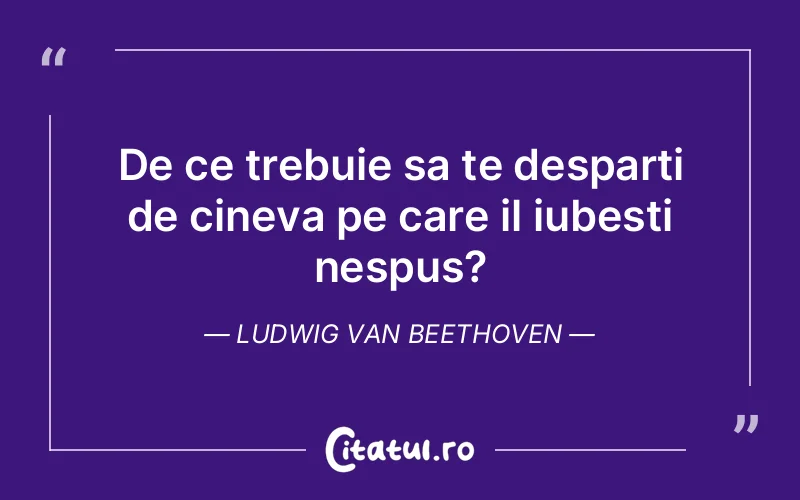 De ce trebuie sa te desparti de cineva pe care il iubesti nespus? Ludwig van Beethoven