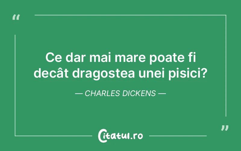 Ce dar mai mare poate fi decât dragostea unei pisici? Charles Dickens