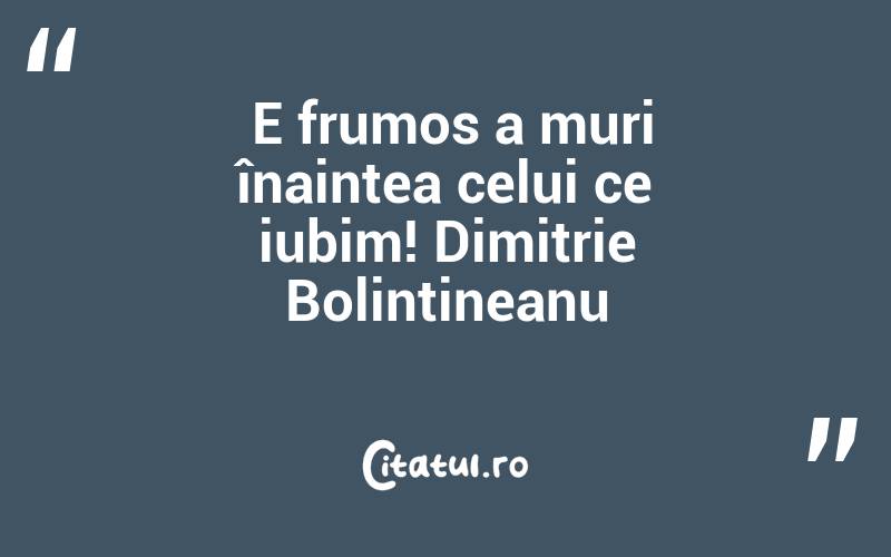  E frumos a muri înaintea celui ce iubim! Dimitrie Bolintineanu
