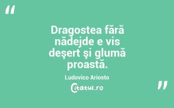  Dragostea fără nădejde e vis deşert şi glumă proastă. Ludovico Ariosto...