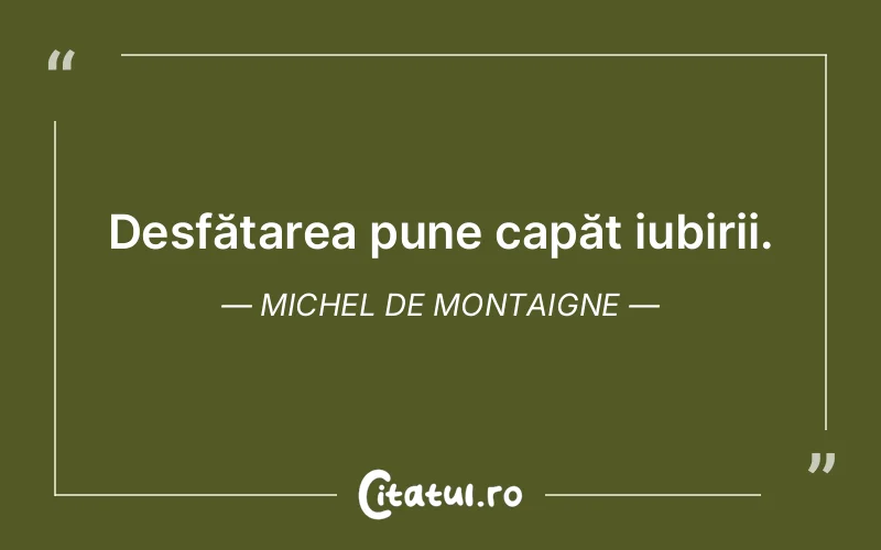 Desfătarea pune capăt iubirii. Michel de Montaigne