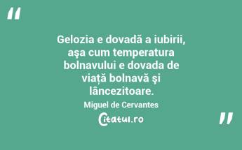 Gelozia e dovadă a iubirii, aşa cum temperatura bolnavului e dovada de viaţă bolnavă şi lâncezitoare. Miguel de Cervantes...