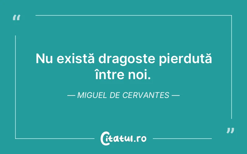 Nu există dragoste pierdută între noi. Miguel de Cervantes
