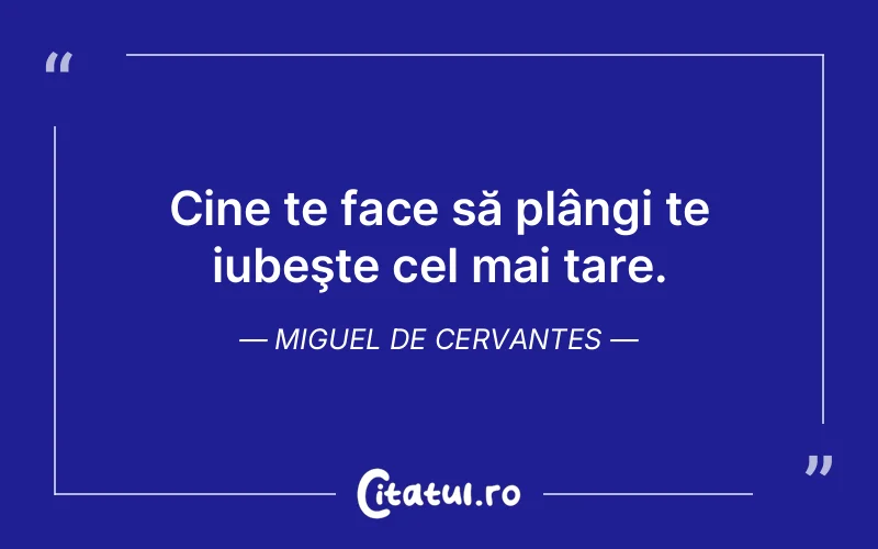 Cine te face să plângi te iubeşte cel mai tare. Miguel de Cervantes