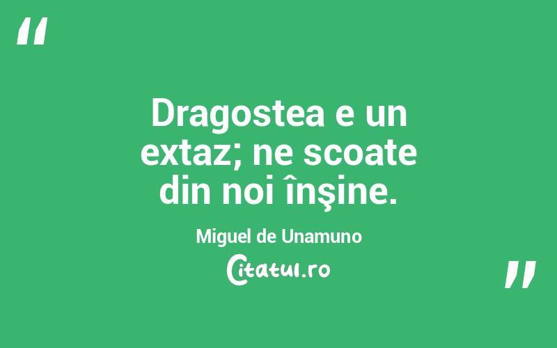Dragostea e un extaz; ne scoate din noi înşine. Miguel de Unamuno
