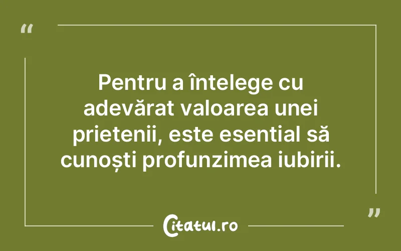 Pentru a înțelege cu adevărat valoarea unei prietenii, este esențial să cunoști profunzimea iubirii.