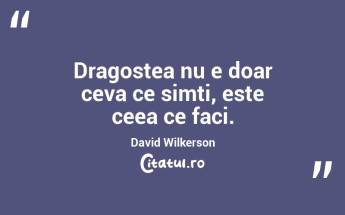 Dragostea nu e doar ceva ce simti, este ceea ce faci. David Wilkerson...