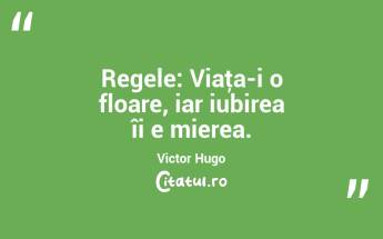Regele: Viaţa-i o floare, iar iubirea îi e mierea. Victor Hugo...