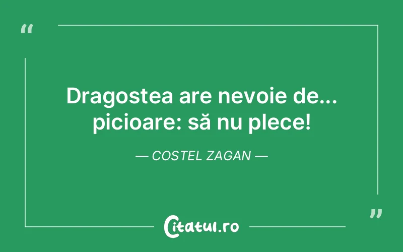 Dragostea are nevoie de... picioare: să nu plece! Costel Zagan