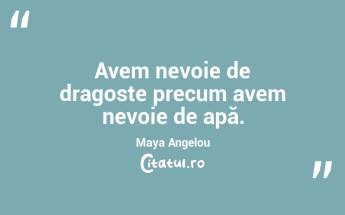 Avem nevoie de dragoste precum avem nevoie de apă. Maya Angelou...