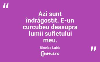  Azi sunt îndrăgostit. E-un curcubeu deasupra lumii sufletului meu. Nicolae Labis...