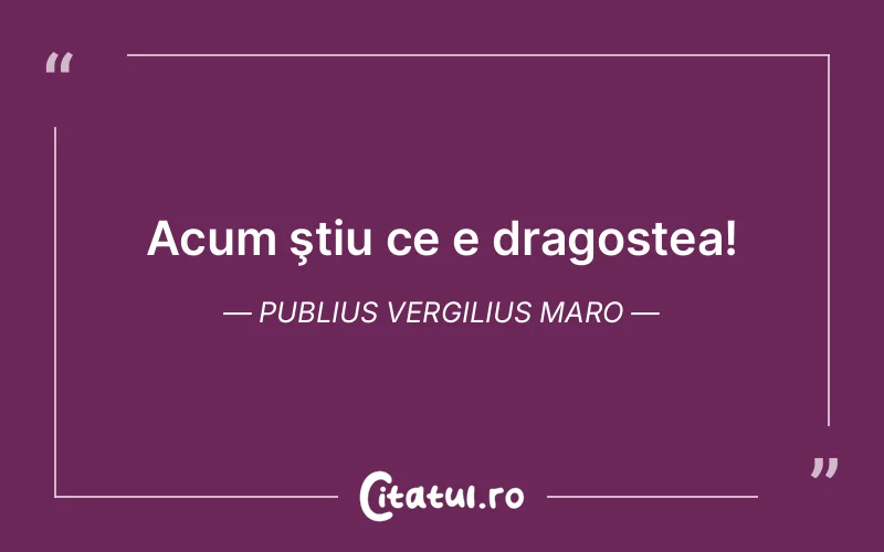 Acum ştiu ce e dragostea! Publius Vergilius Maro
