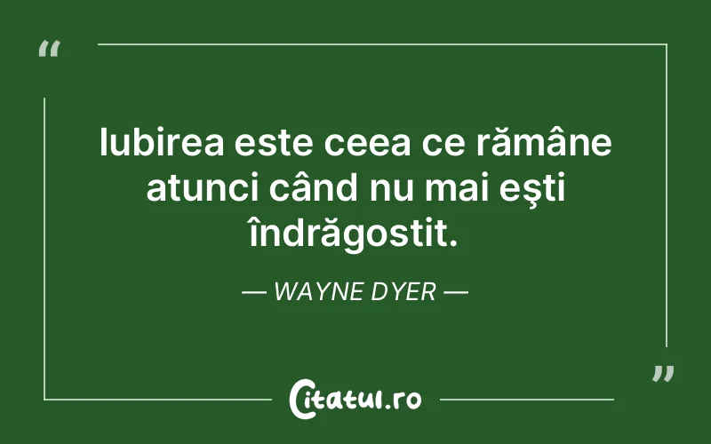 Iubirea este ceea ce rămâne atunci când nu mai eşti îndrăgostit. Wayne Dyer