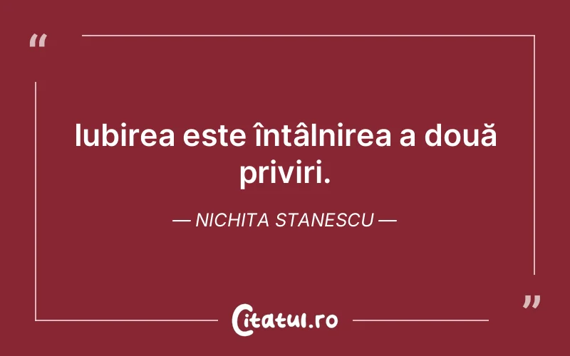 Iubirea este întâlnirea a două priviri. Nichita Stanescu