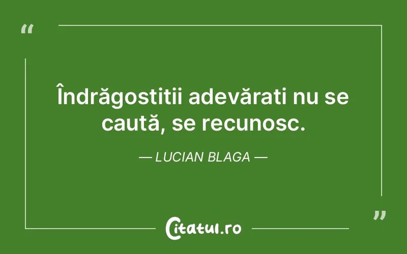 Îndrăgostiții adevărați nu se caută, se recunosc. Lucian Blaga