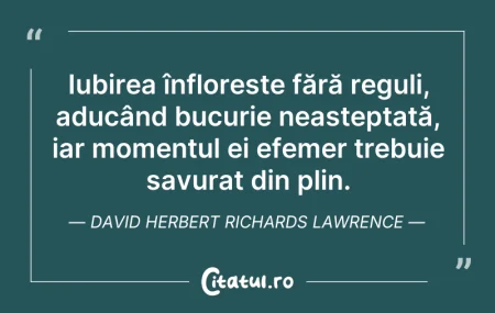 Citeste si: Iubirea înflorește fără reguli, aducând ...